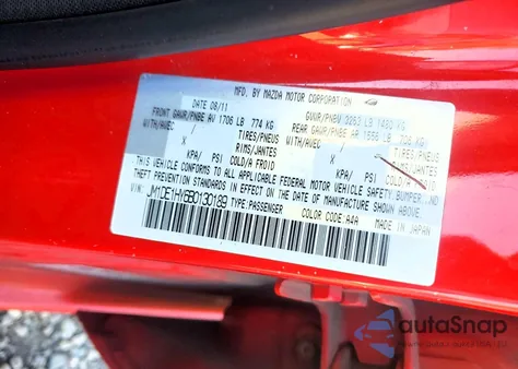 2011 Mazda Mazda2 z USA, uszkodzony, nr VIN JM1DE1HY6B0130189